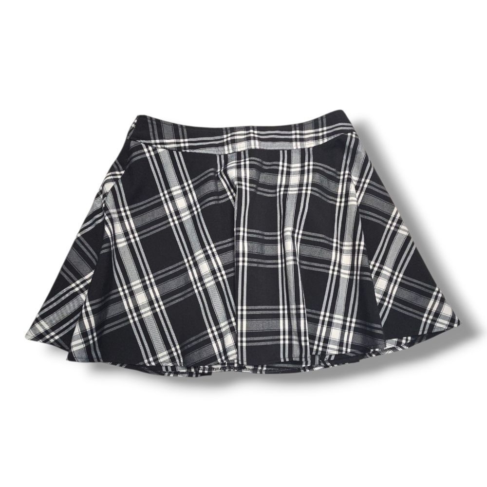 Vintage Y2K Black And White Plaid Mini Skirt Coquette Hot Topic Size 7